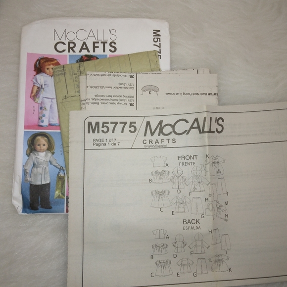 McCall's M5775 Clothing for 18" dolls American Girl Doll and a little dog! - Picture 3 of 5